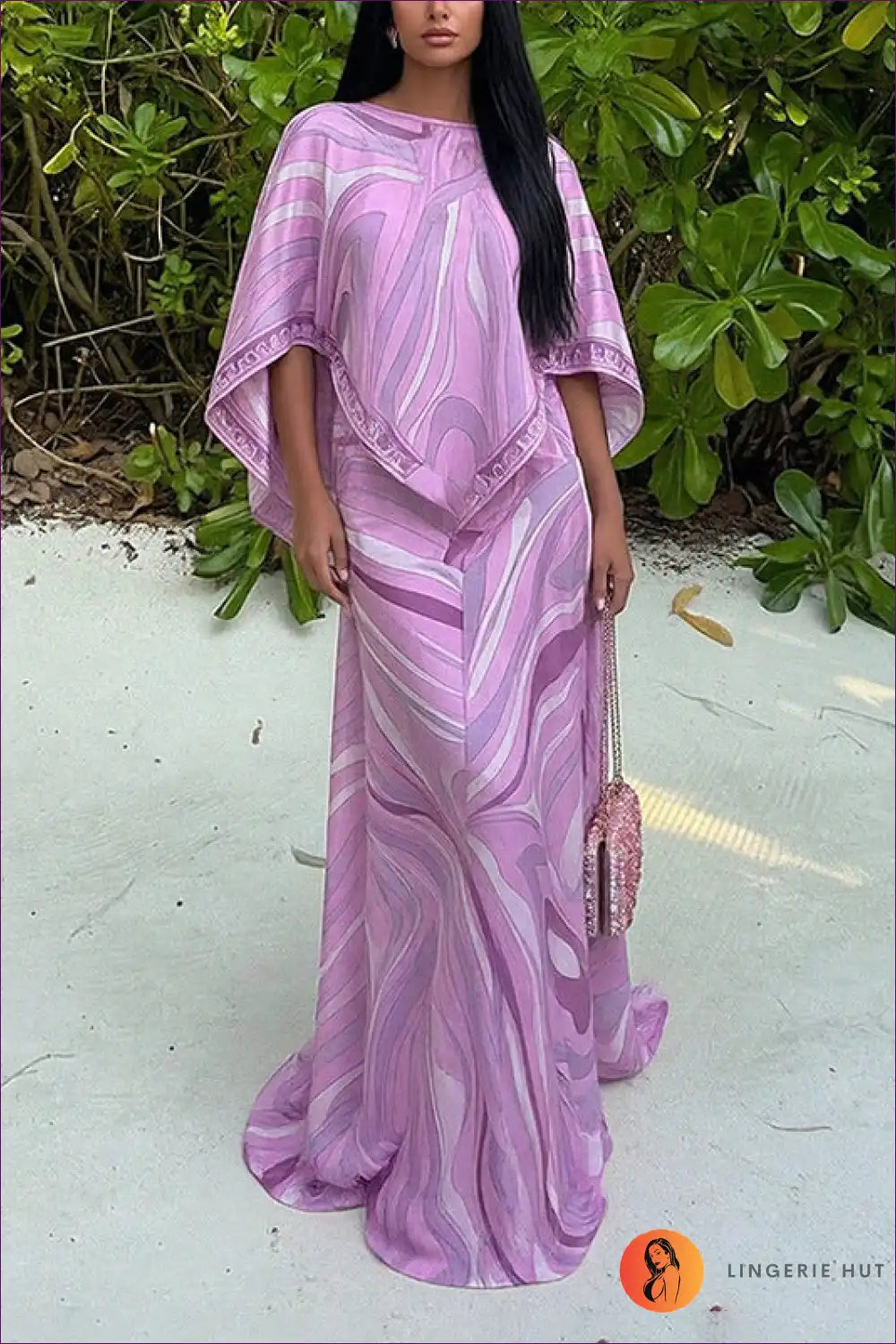 Maxi Dress with Swirl Print - Bohemian Elegance for Boho, Casual, Dress, Floral, Formal Wear