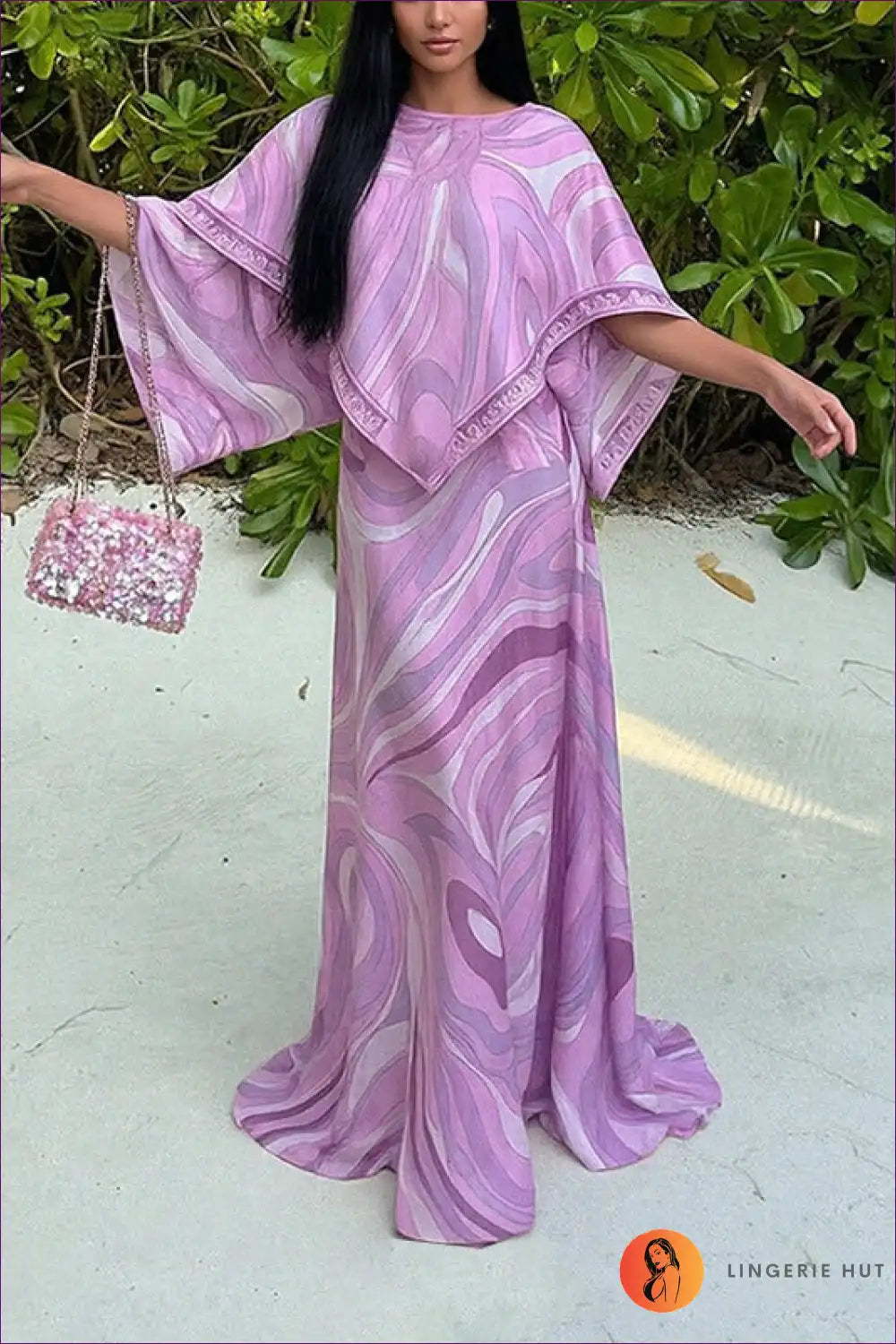 Maxi Dress with Swirl Print - Bohemian Elegance for Boho, Casual, Dress, Floral, Formal Wear