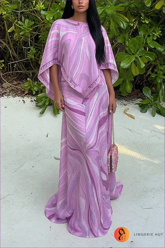 Maxi Dress with Swirl Print - Bohemian Elegance