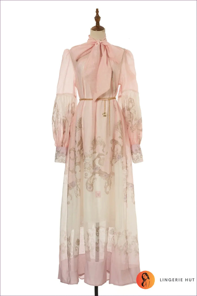 Maxi Dress with Tie Neck Detail - Effortless Bohemian Glamour