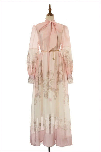 Maxi Dress with Tie Neck Detail - Bohemian Romance for All Season, Boho, Casual, Dress, Dresses