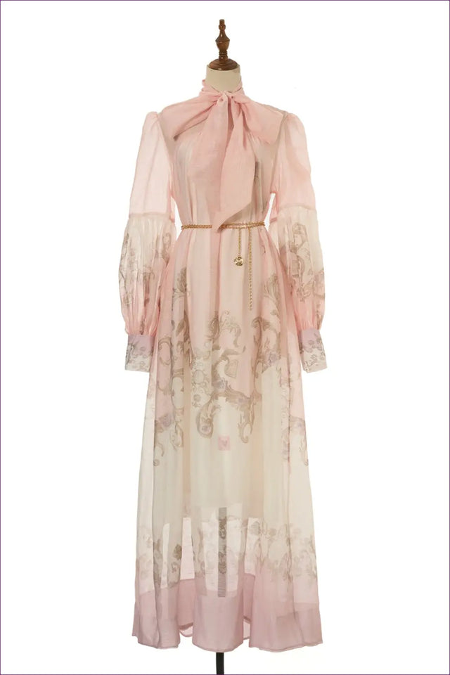 Maxi Dress with Tie Neck Detail - Effortless Bohemian Glamour