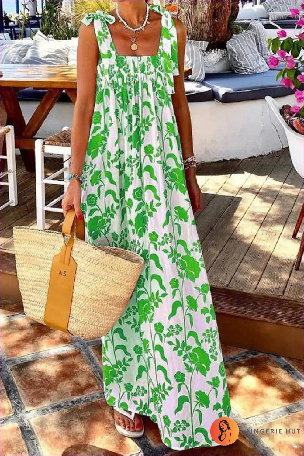 Maxi Dress with Tie Straps - Vacation Wanderlust
