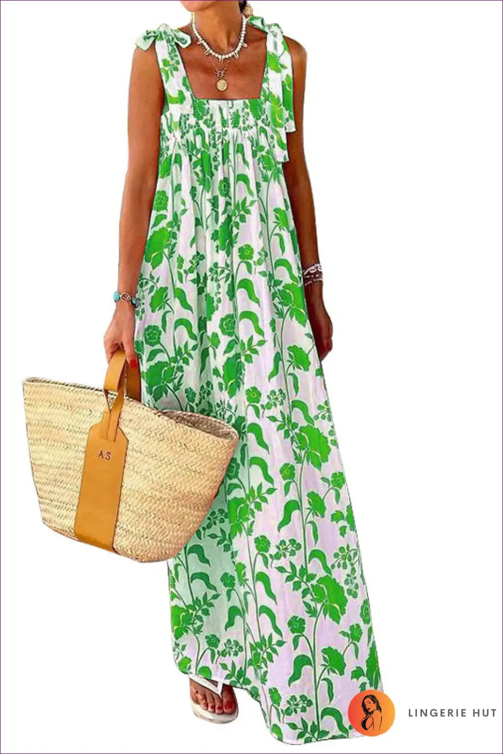 Maxi Dress with Tie Straps - Vacation Wanderlust