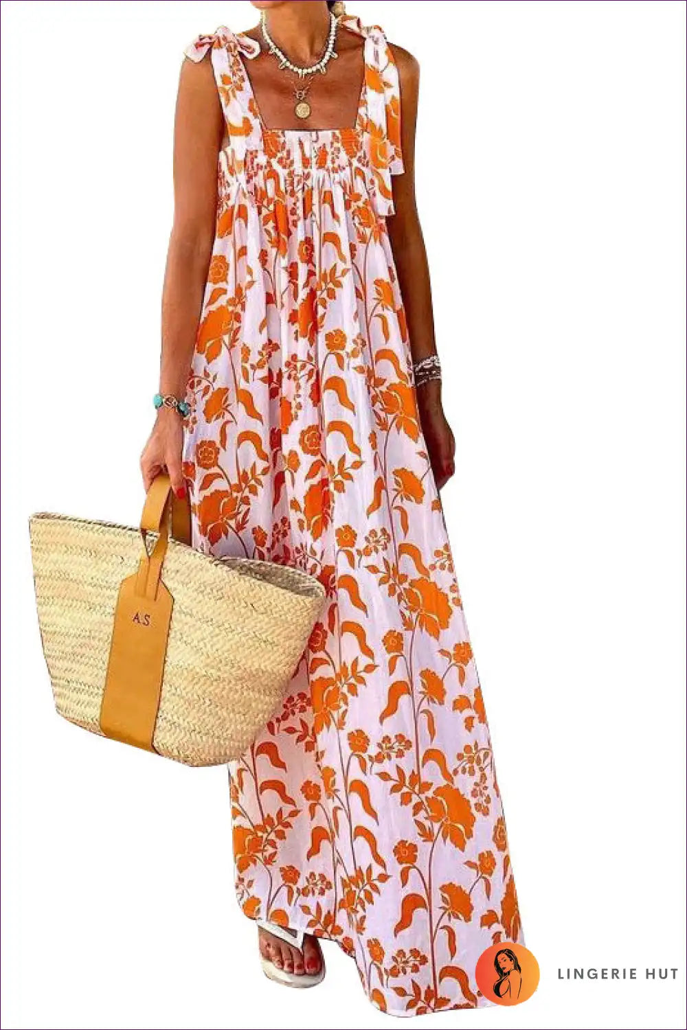 Maxi Dress with Tie Straps - Vacation Wanderlust