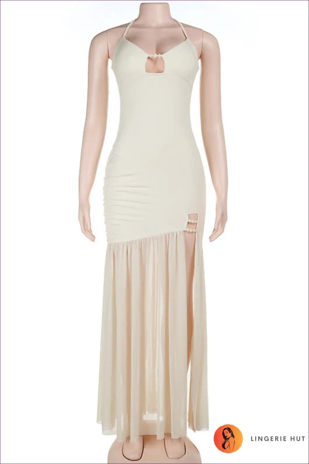 Maxi Dress with Tie Waist Detail - Soft Focus Charm - s / Yellow - Casual • Cotton • Dresses • Everyday - Lingerie Hut