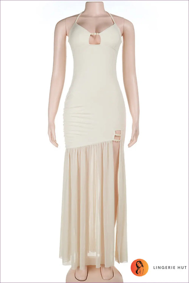 Maxi Dress with Tie Waist Detail - Soft Focus Charm