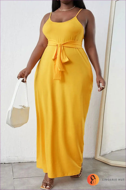 Maxi Dress with Tie Waist - Effortless Summer Grace - 2xl / Yellow - Dresses - Lingerie Hut - Casual • Everyday