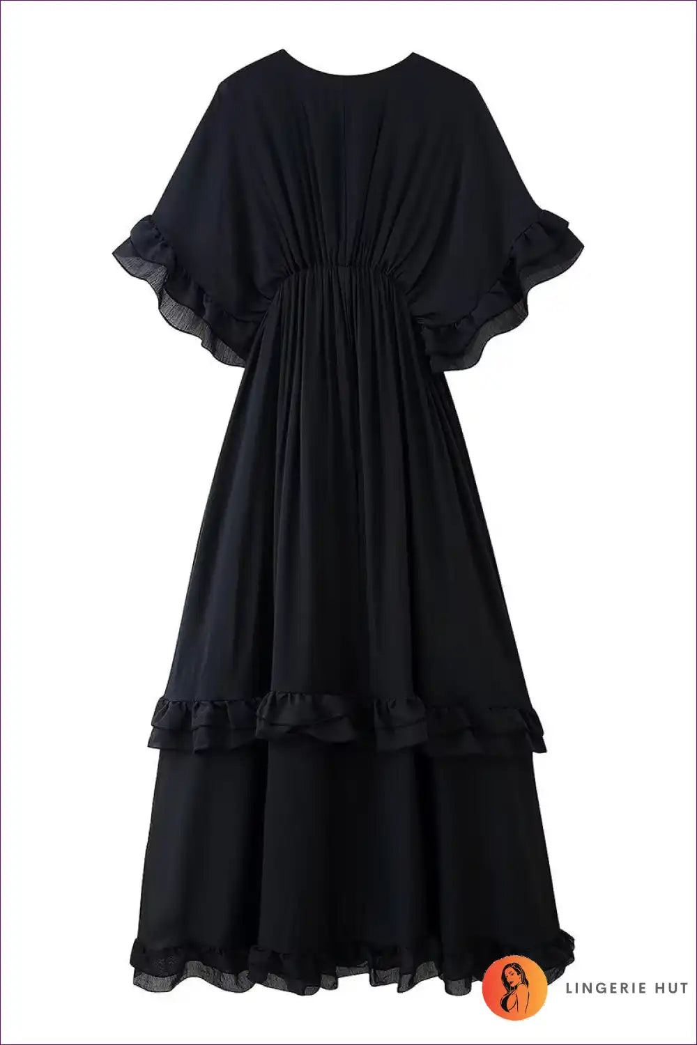 Maxi Dress with Tiered Ruffle Hem - Ethereal Romance for A-line, Boho, Dress, Everyday, Formal Wear