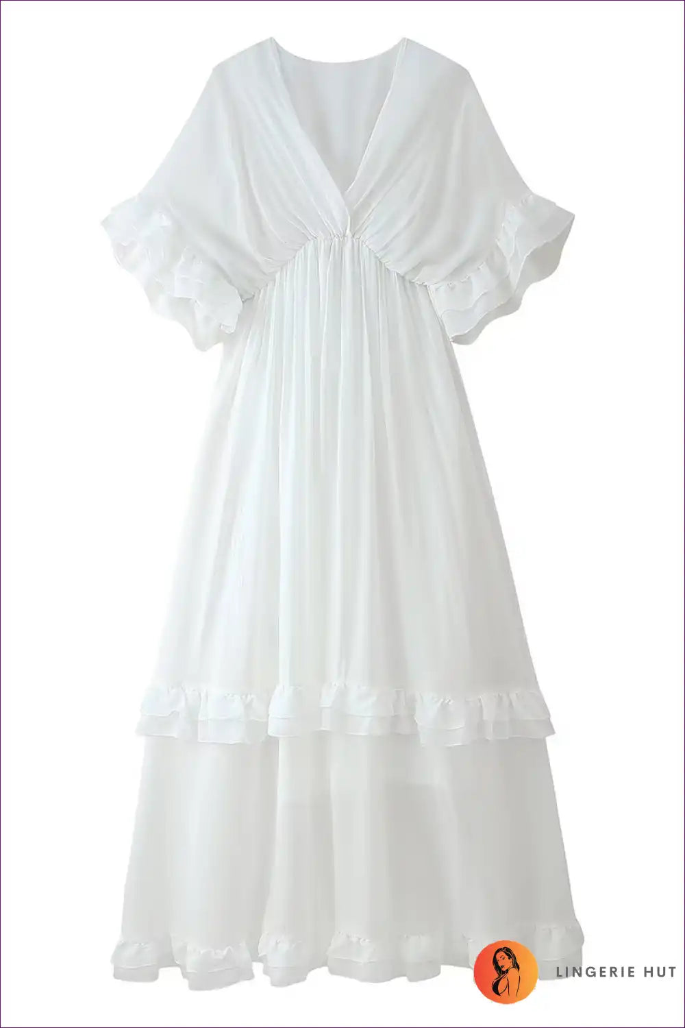 Maxi Dress with Tiered Ruffle Hem - Ethereal Romance for A-line, Boho, Dress, Everyday, Formal Wear