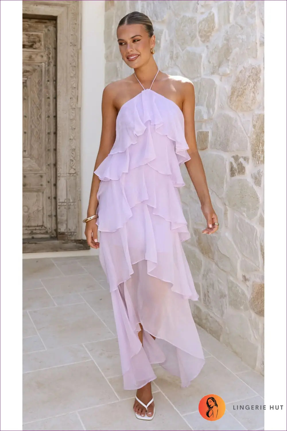 Maxi Dress with Tiered Ruffles - Effortless Romance - s / Lavender - Dresses - Lingerie Hut - A-line • Boho • Evening