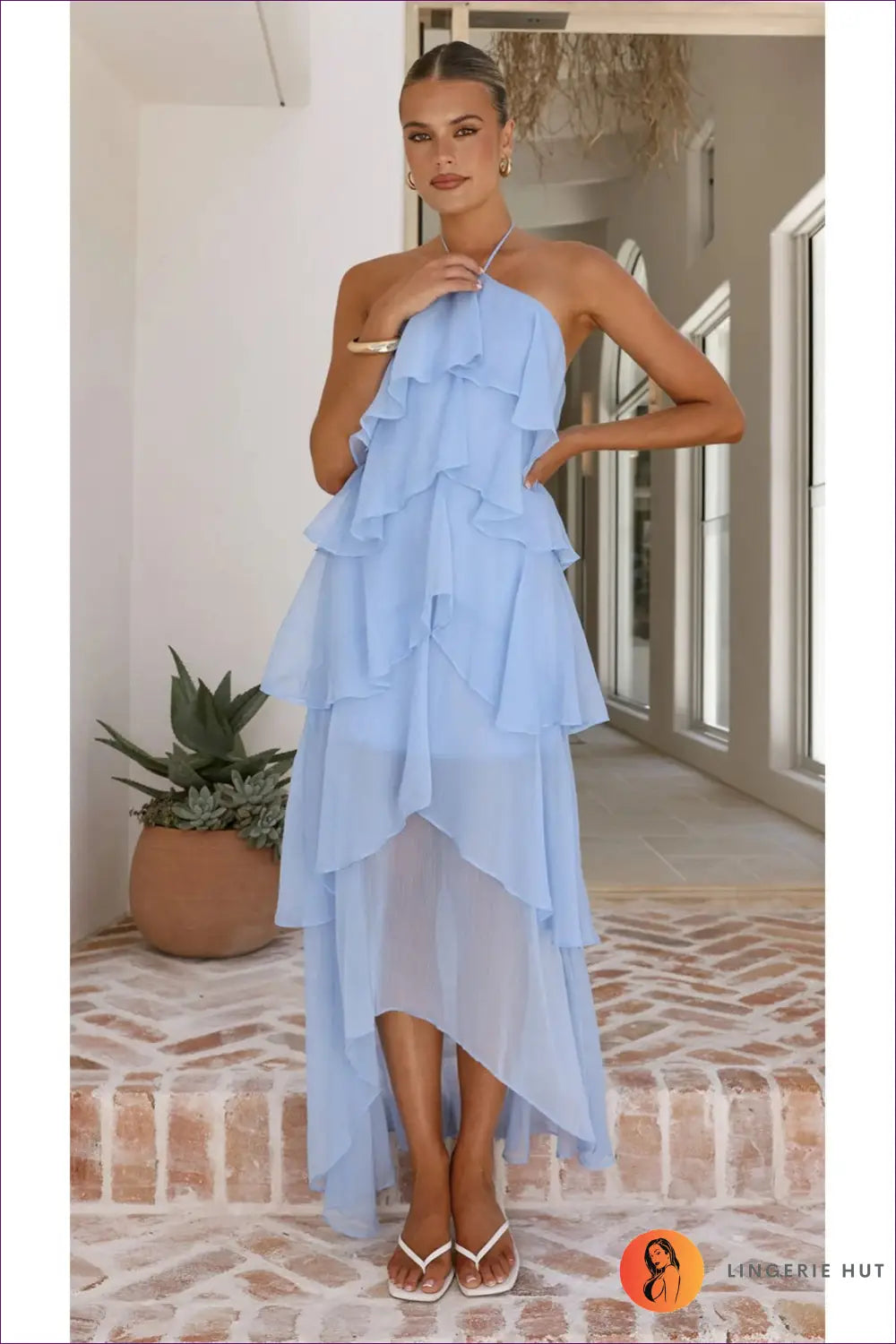 Maxi Dress with Tiered Ruffles - Effortless Romance - s / Light Blue - Dresses - Lingerie Hut - A-line • Boho • Evening