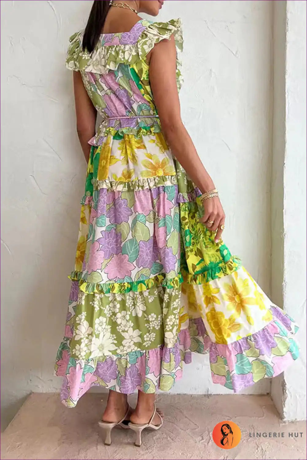 Maxi Dress with Tiered Ruffles - Garden Party Grace for A-line, Boho, Dress, Floral, Formal Wear
