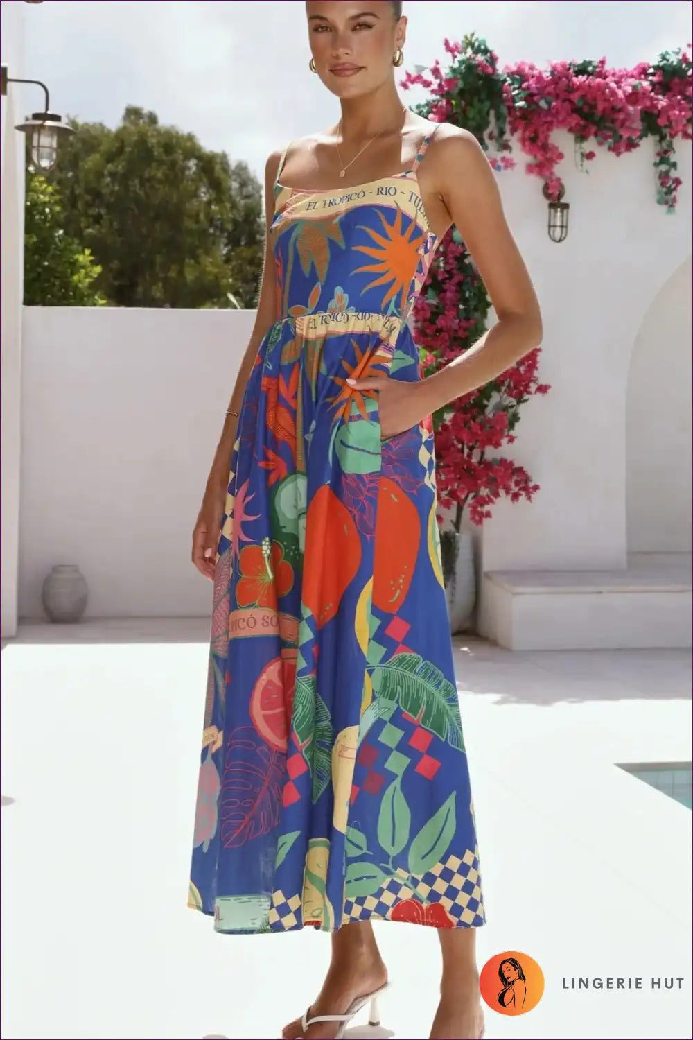 Maxi Dress with Tropical Print - Vacation Confidence for Beachwear, Boho, Casual, Dress, Everyday