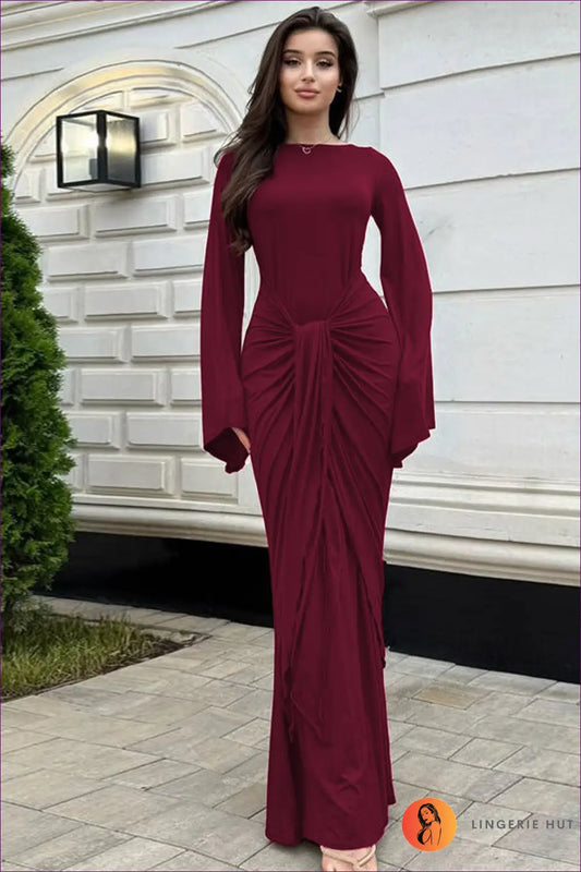 Maxi Dress with Trumpet Sleeves - Understated Glamour - Dresses - Autumn • Clothing • Elegant • Everyday - Lingerie Hut
