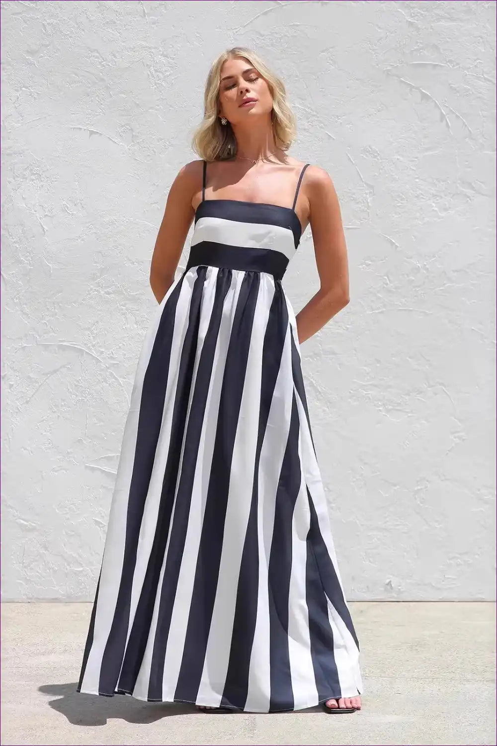 Maxi Dress with Vertical Stripes - Effortless Guest Style