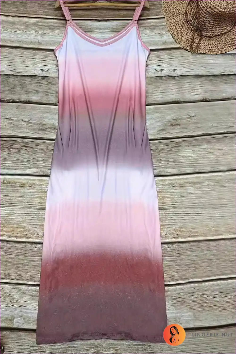 Maxi Strap Dress with Ombre Print - Laidback Summer Ritual for A-line, Beachwear, Boho, Casual,