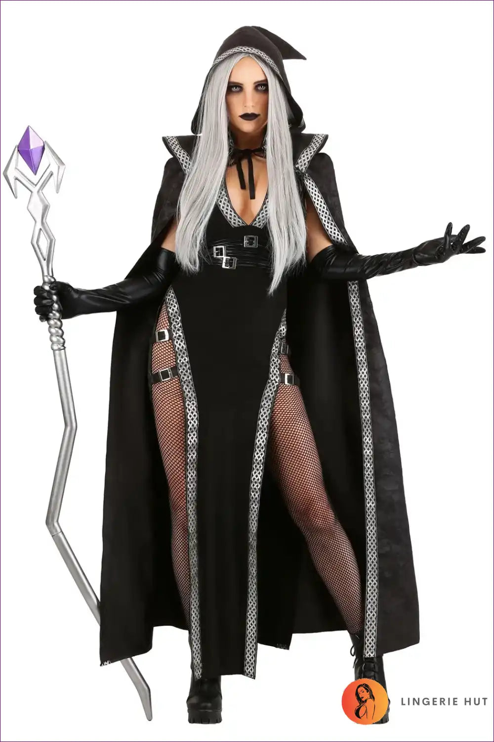 Medieval Witch & Vampire Costume with Hooded Cape - Dark Drama for Costume, Dress, Dresses, Evening Wear,