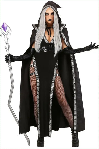 Medieval Witch & Vampire Costume with Hooded Cape - Dark Drama for Costume, Dress, Dresses, Evening Wear,