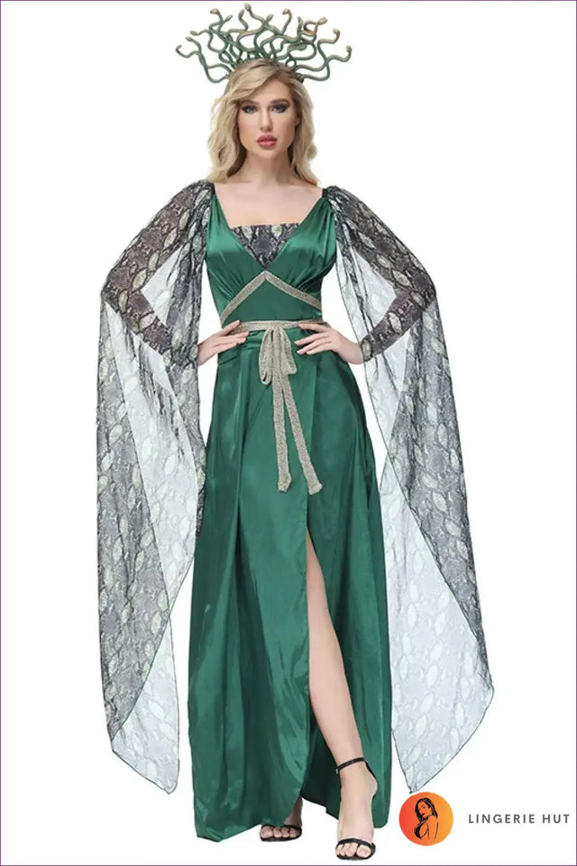 Medusa Costume with Snakeskin Cape - Mythic Confidence