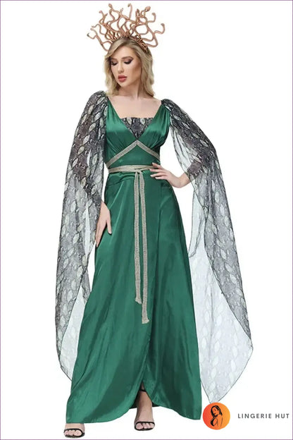 Medusa Costume with Snakeskin Cape - Mythic Confidence - Halloween • just in • Party • Theme Parties - Lingerie Hut