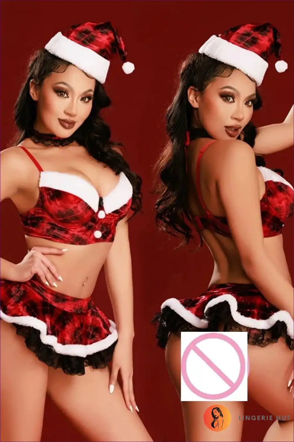 Celebrate The Holiday Season In Our Merry Christmas Two-piece Lingerie. Designed For Adult Women, This Set