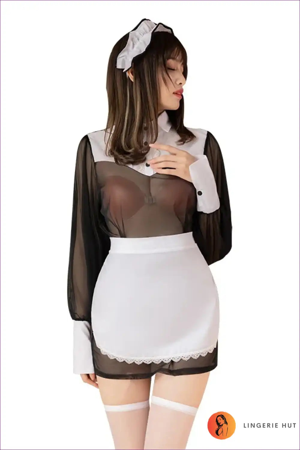 Mesh Babydoll Maid Dress with Sheer Skirt - Cosplay Edit for Babydoll, Costume, just In, Loungewear,