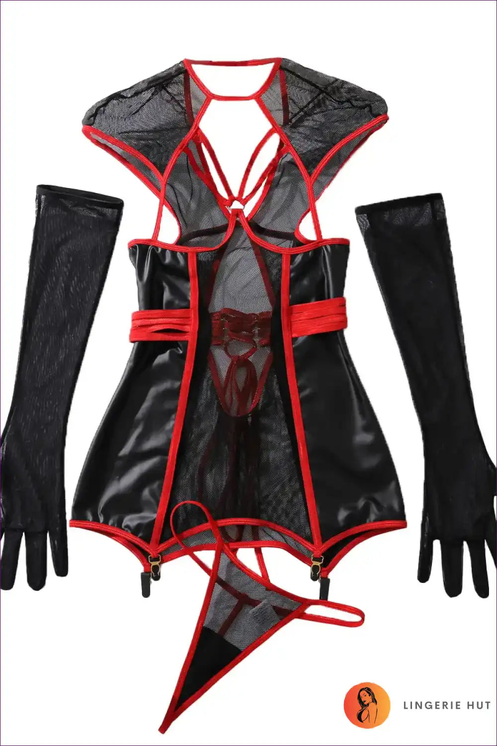 Mesh Bodysuit Nurse Costume with Sheer Panelling for Bodysuit, Clubwear, Costume, Date Night,