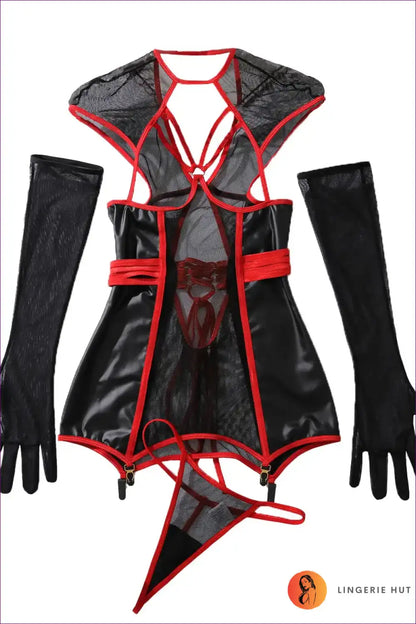 Mesh Bodysuit Nurse Costume with Sheer Panelling for Bodysuit, Clubwear, Costume, Date Night,