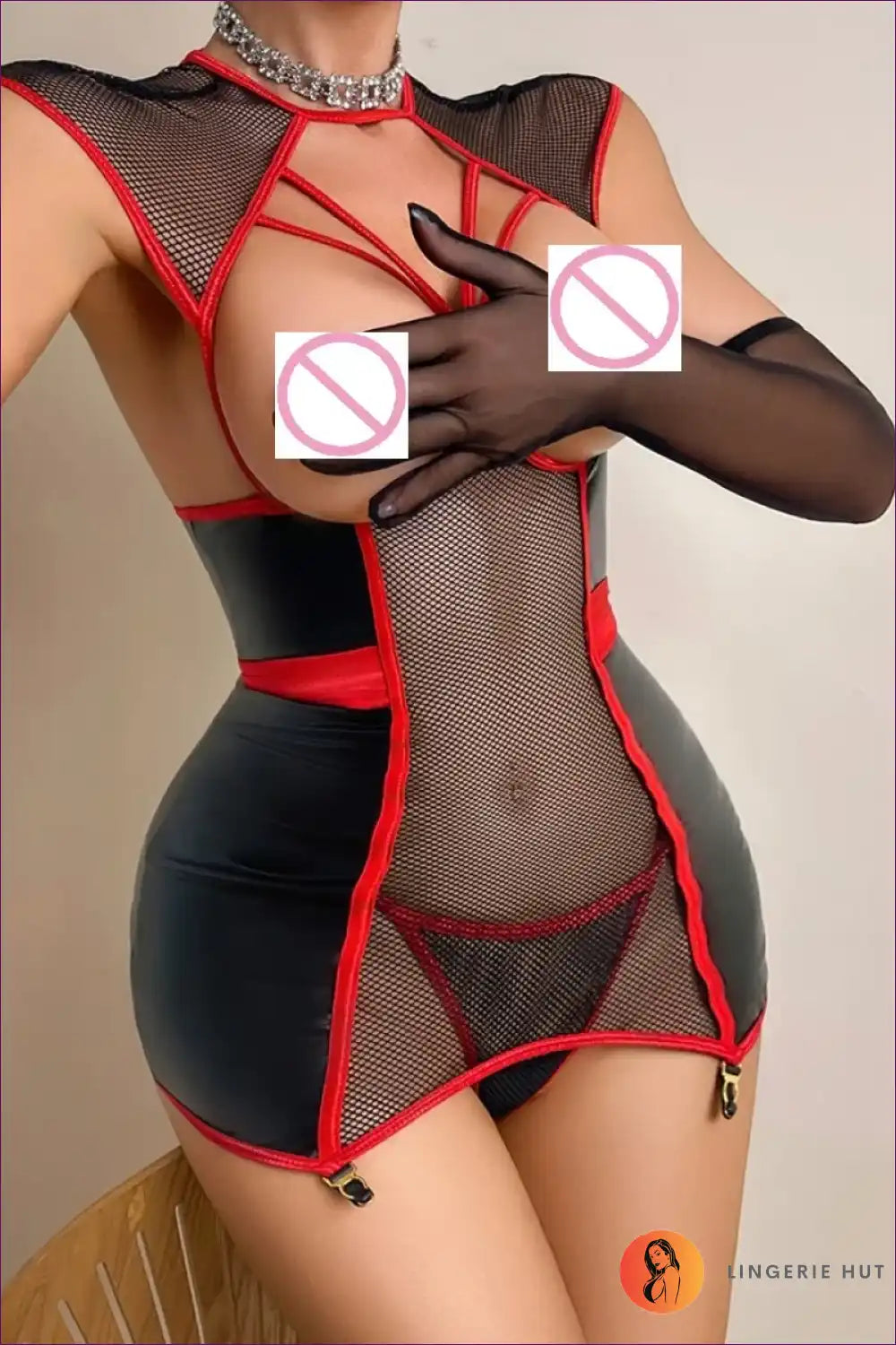 Mesh Bodysuit Nurse Costume with Sheer Panelling for Bodysuit, Clubwear, Costume, Date Night,