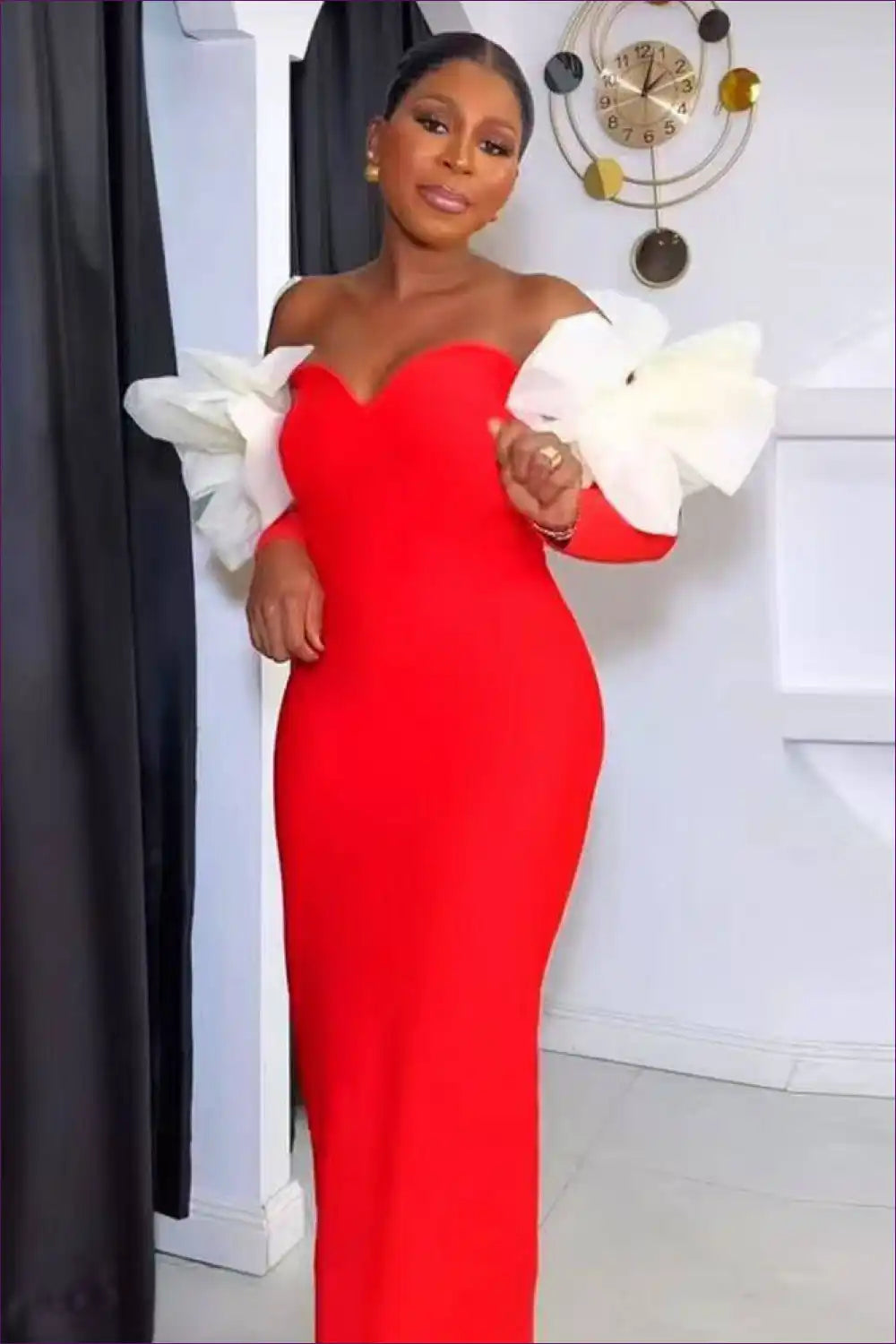 Mesh Bow Off-shoulder Maxi Dress - Statement Party Elegance for Bodycon, Evening Wear, Formal Glamour,