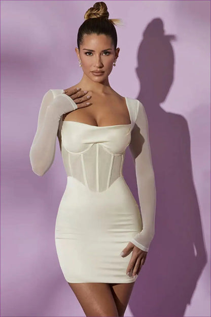 Mesh Corset Bodycon Mini Dress - Understated Glamour - Dresses - Lingerie - Hut