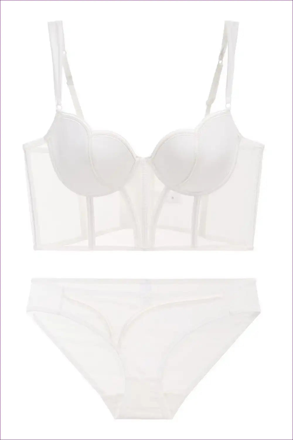 Mesh Corset Bra and Hipster Set with Longline Boning - Bridal Chic for Boudoir, Set, Bridal, Corset, Date