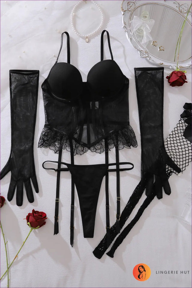 Mesh Corset Bra Set with Boning - Bold But Wearable