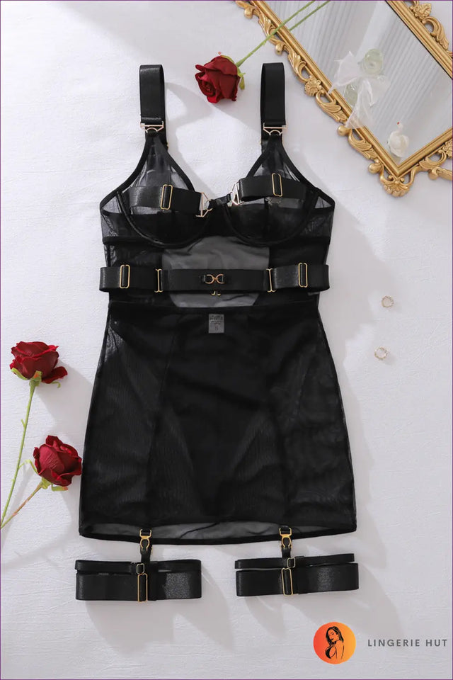 Mesh Cutout Harness Babydoll - Bold Bedroom Statement