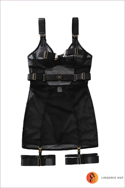 Mesh Cutout Harness Babydoll Dress - Bold Bedroom Statement for Babydoll, Boudoir, Cutout, Date Night,