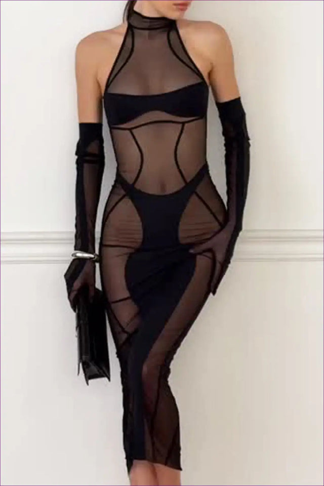 Mesh Cut-Out Bodycon Midi Dress - Not Your Basic Night Out