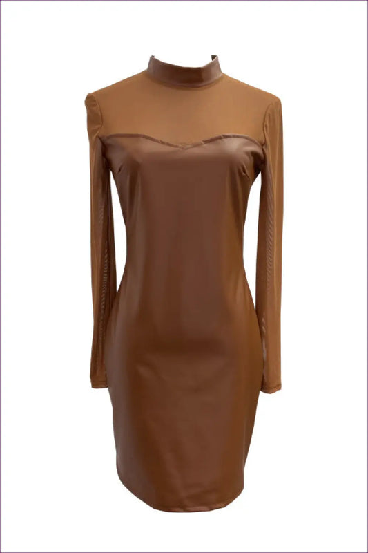 Mesh & Faux Leather Bodycon Dress - After-dark Glamour - Dresses - Lingerie Hut - Clubwear • Cutout