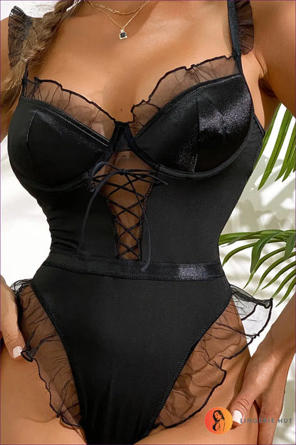 Mesh Lace Bodysuit - Bold but Wearable - s / Black - Lingerie - Hut - All Season • Boudoir • Clubwear • Cutout