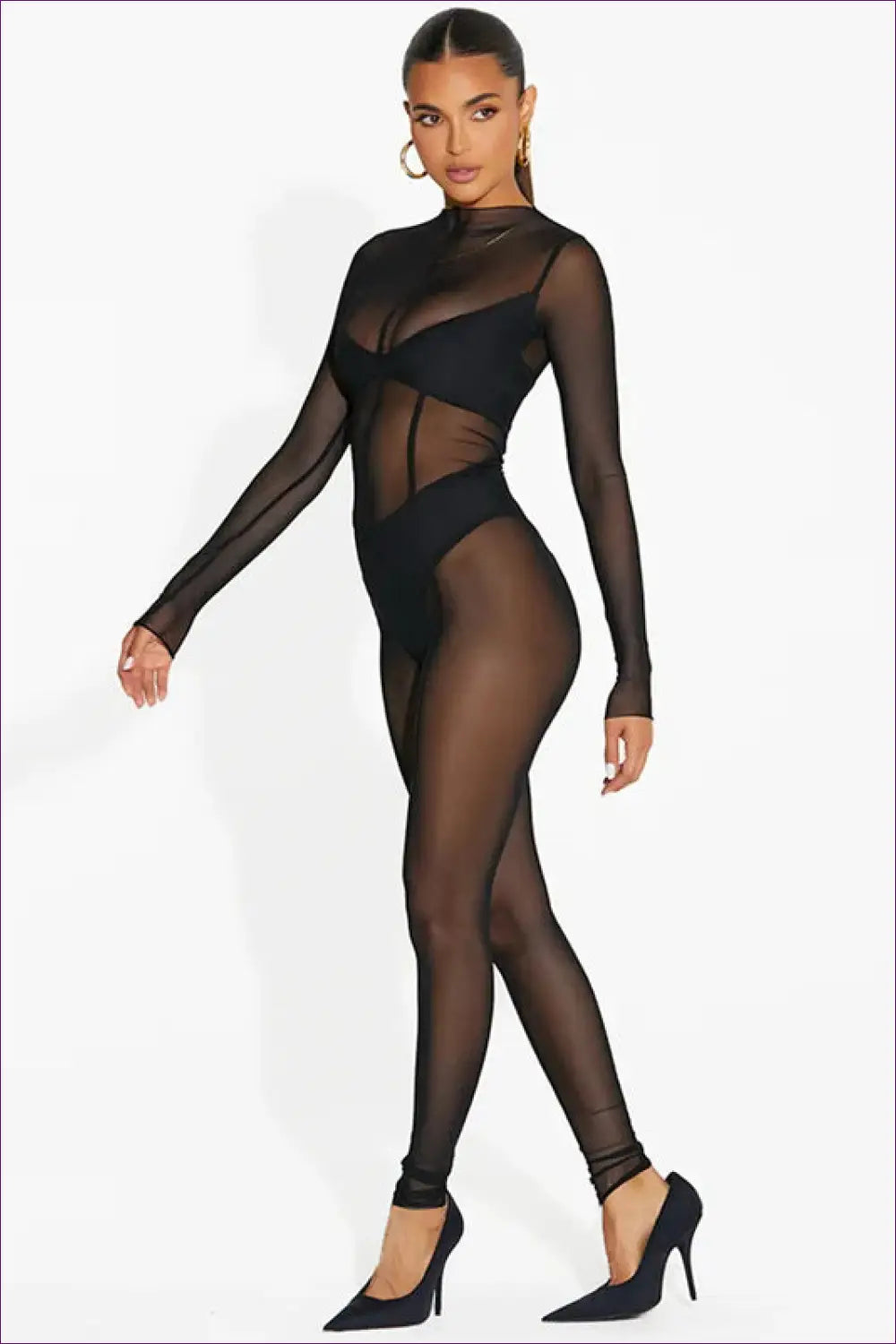 Mesh Lace Jumpsuit - Evening Glamour Sheer Confidence - Jumpsuits & Rompers - Lingerie Hut - Autumn • Boudoir