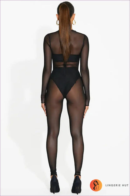 Mesh Lace Jumpsuit - Evening Glamour Sheer Confidence - Jumpsuits & Rompers - Lingerie Hut - Autumn • Boudoir