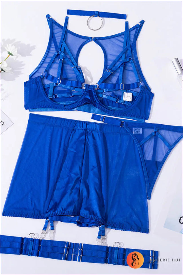 Mesh Lingerie Bra Set with Steel Ring - Effortless Statement