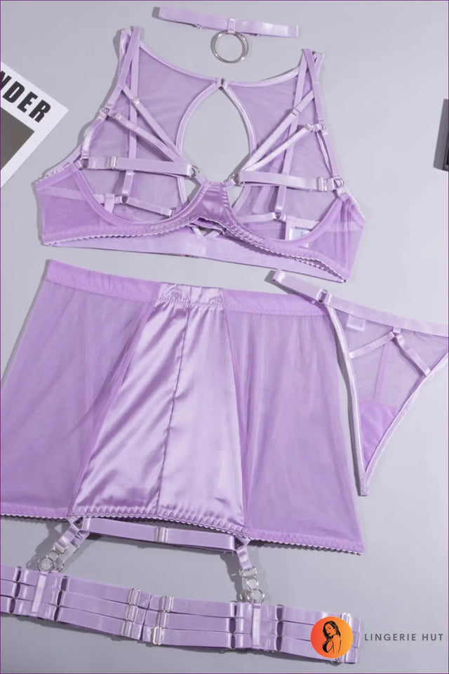 Mesh Lingerie Bra Set with Steel Ring - Effortless Statement