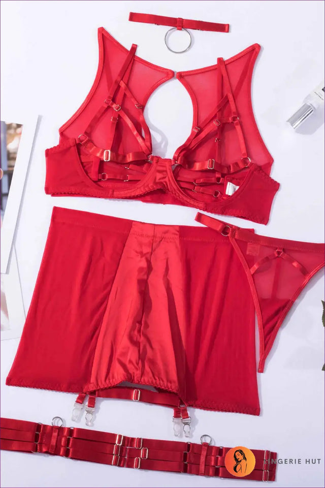 Mesh Lingerie Bra Set with Steel Ring - Effortless Statement
