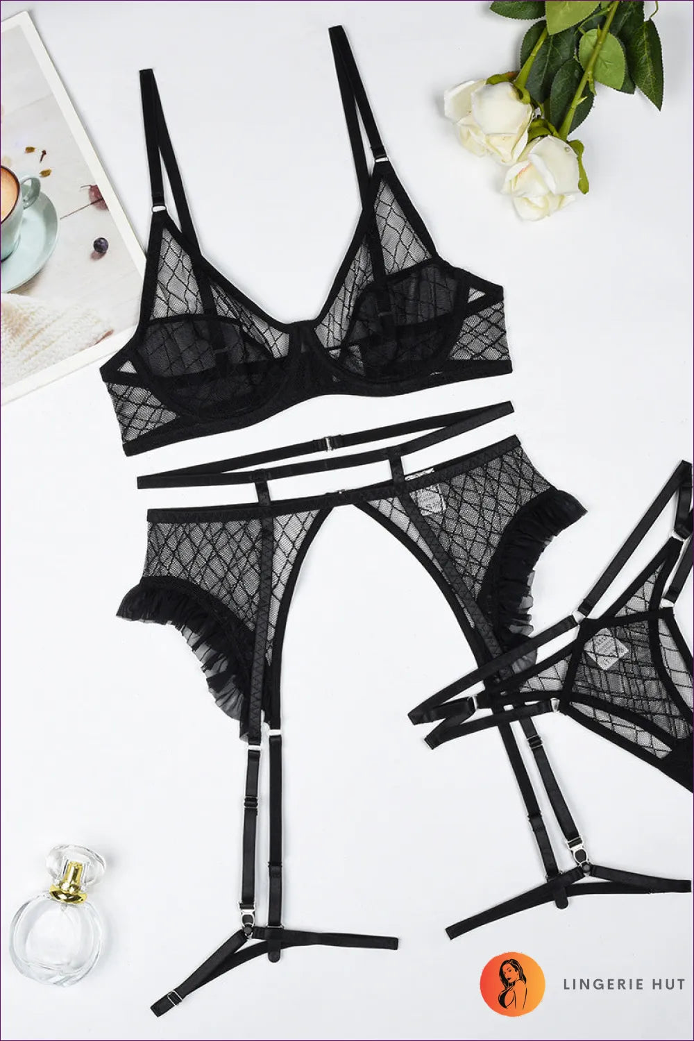 🌟 Elevate Your Lingerie Game With The Mesh Magic 4-piece Bra Set. Featuring a Sensual Mesh Design Intricate