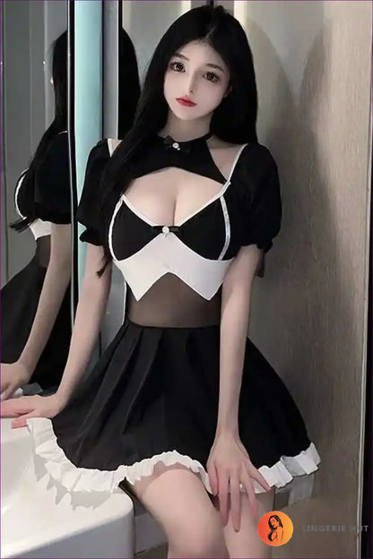 Mesh Maid Cosplay Dress - Club-ready Statement Nightgown for Clubwear, Costume, just In, Maid,