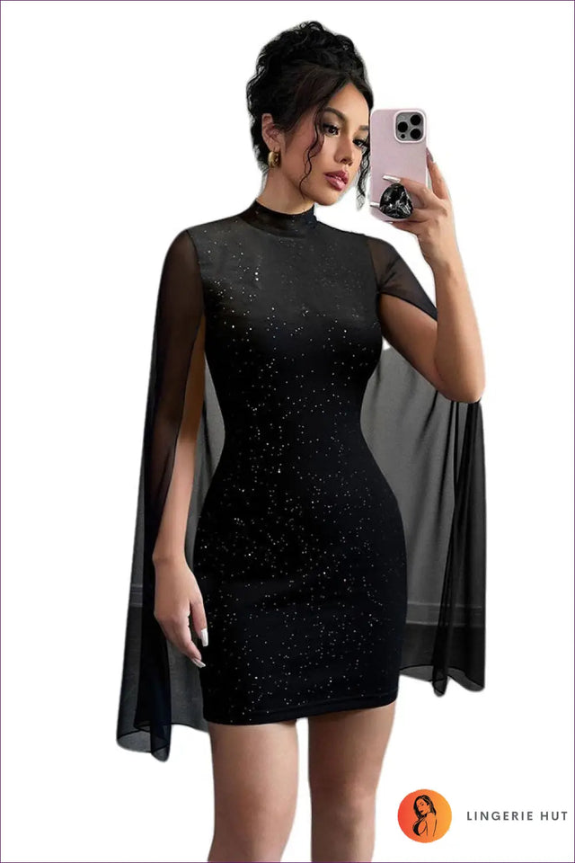 Mesh Panel Bodycon Mini Dress - Understated Glamour