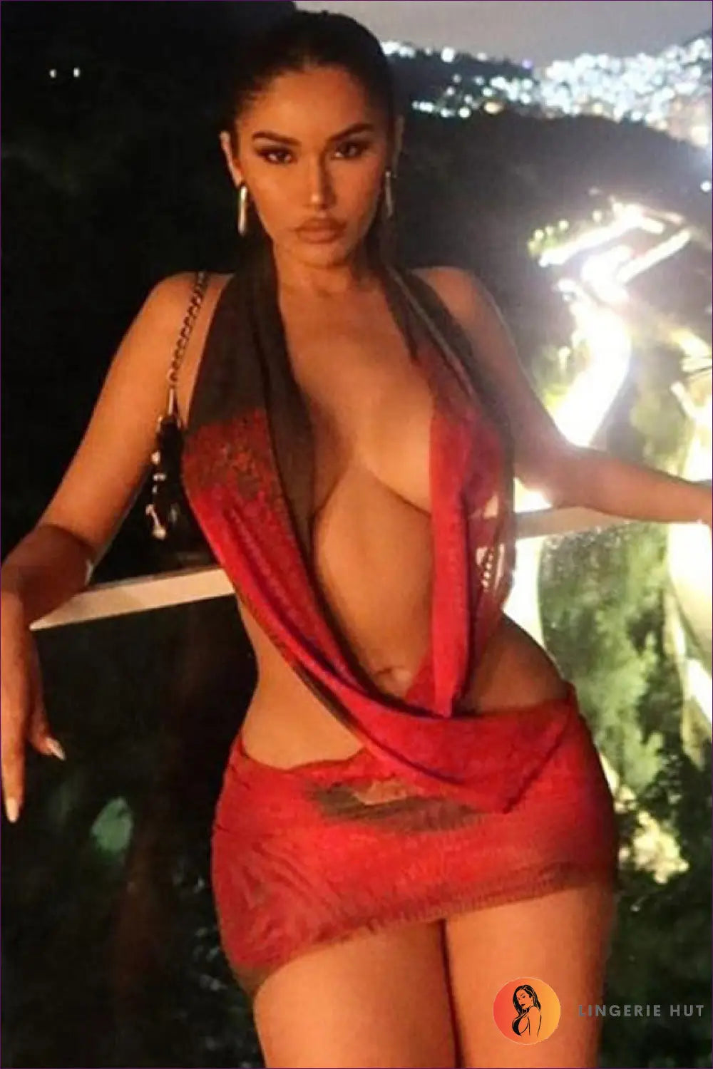 Mesh Panel Halter Mini Dress - not your Basic Night out - Dresses - Lingerie Hut - Backless • Bodycon • Cutout • Date