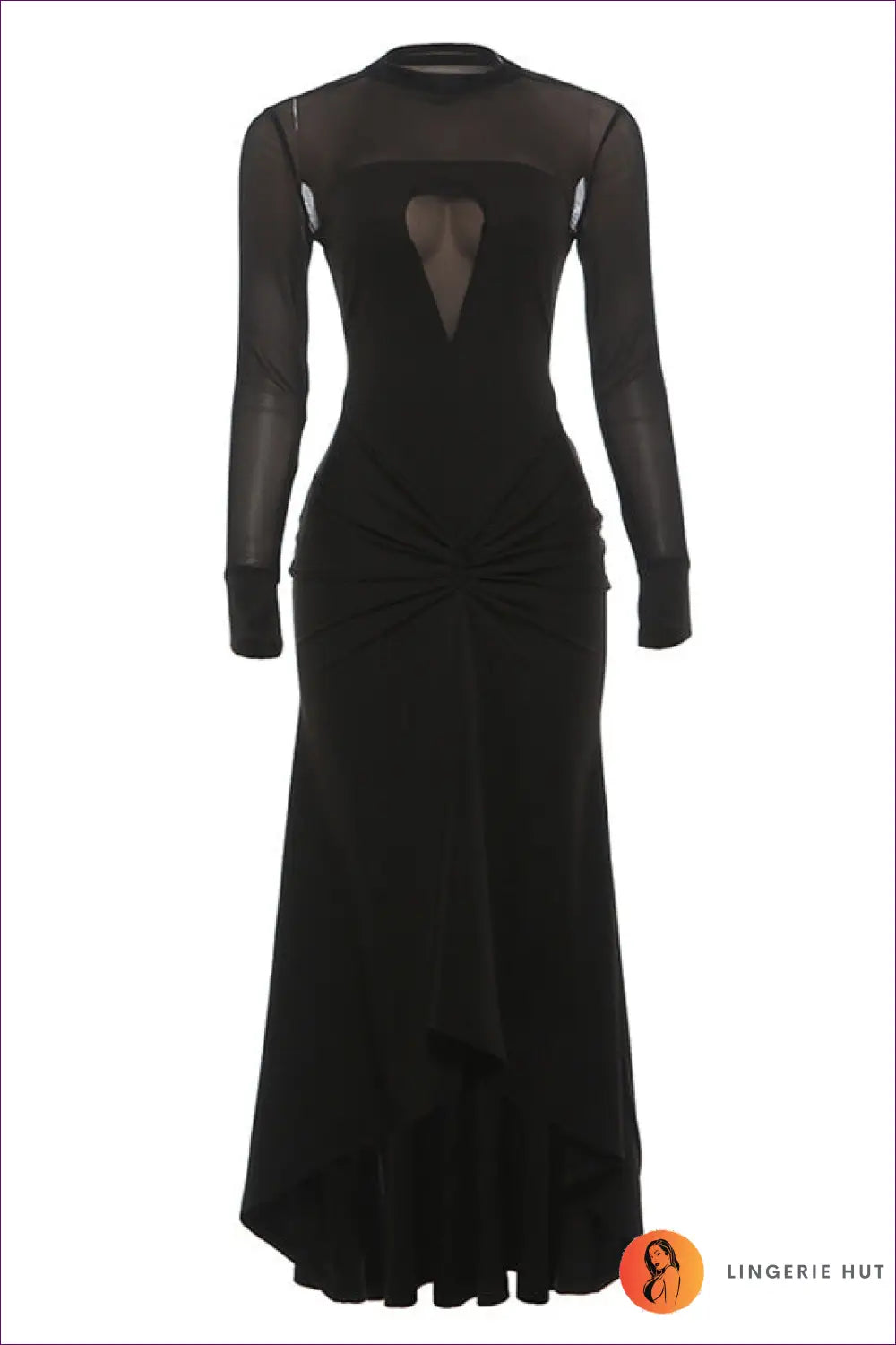 Mesh Panel Maxi Dress - Evening Glamour Redefined - s / Black - Dresses - Lingerie Hut - Autumn • Bodycon • Cutout