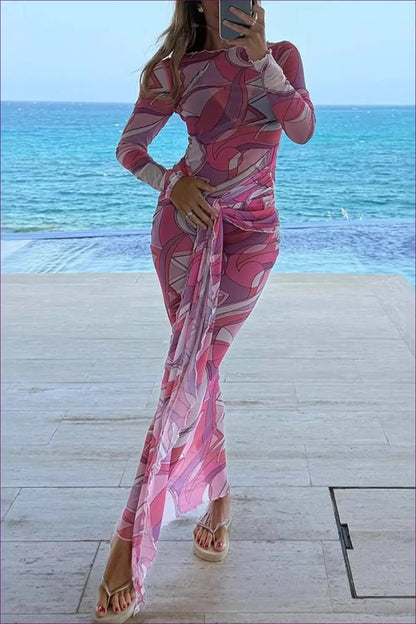 Mesh Ruched Maxi Dress - Understated Evening Glamour - Dresses - Lingerie Hut - All Season • Bodycon • Cutout • Evening